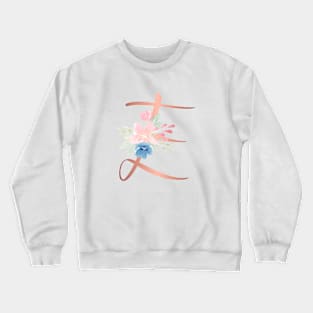 Letter E Rose Gold and Watercolor Blush Pink and Navy Crewneck Sweatshirt